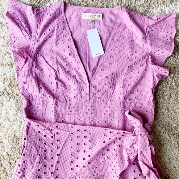 Dolan Pasty Eyelet Wrap Cap Sleeve Mini Dress - Picture 5 of 8